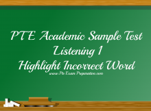 PTE Academic Sample Test Listening 1 Highlight Incorrect Word