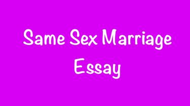 Sex Marriage Essay